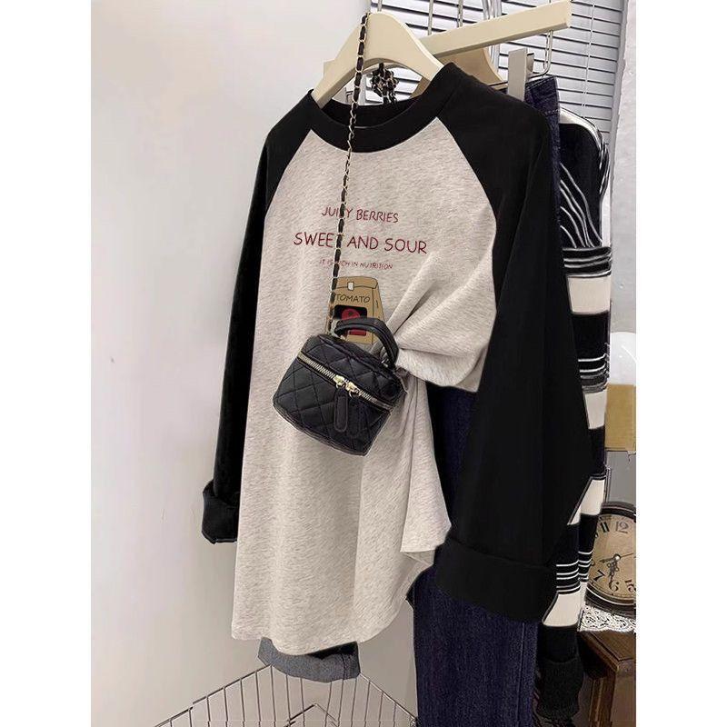 Pure Cotton Long-sleeved T-shirt Women's Autumn Large Size Bottoming Shirt Ins Trendy Loose Lazy Style Thin Top