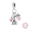 Sweet Romantic Princess Charms S925 Silver Pink Dress Lipstick High Heels Perfume Beads 3mm DIY Fine Jewelry Accessories