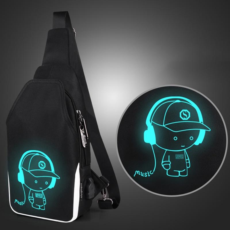 Stylish Luminous Outdoor Backpack With Usb Charging And Earphone Jack For School