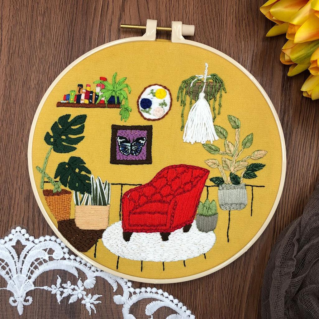 1pc Bedroom Pattern DIY Embroidery Kit for Beginners