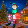 8 футов Рождественская надувная игрушка украшение Сидящий эльф, держащий мешок с подарками Надувной декор со светодиодной подсветкой Рождественские уличные надувные игрушки