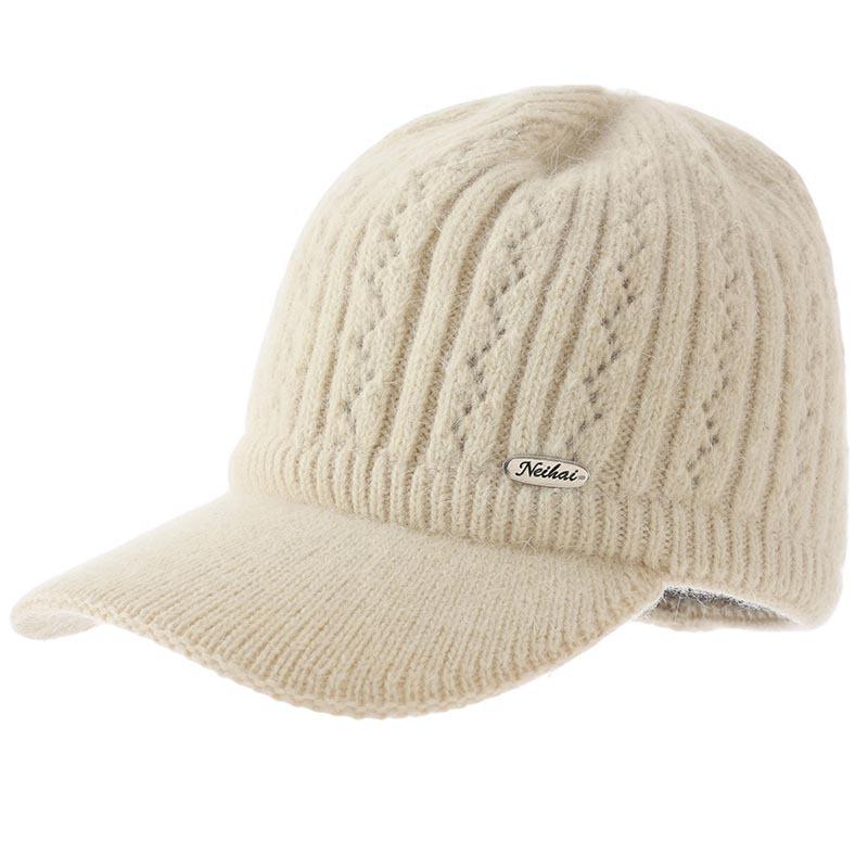 Осенне-зимняя теплая шапка Женская вязаная шерстяная модная бейсболка Утепленная повседневная шапка