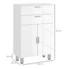 Bathroom Cabinet, Bathroom Chest of Drawers, 2 Drawers, Adjustable Shelf, Wood, White