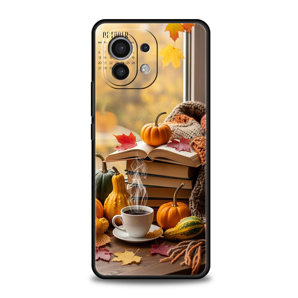 Чехол для телефона для Xiaomi Mi 17 Pro Max 15 14 13 12 11 Ultra 15T 14T 13T 12T Pro Lite Мягкий ТПУ Тыква Осенние листья Кофе