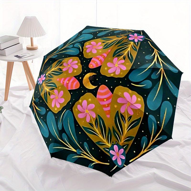 1pc Floral Mandala Print Automatic Open/close Folding Umbrella, Compact Portable Travel Umbrella, Durable Construction yy250809060
