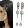 Ethnic Mongolian Inspire Alloy Hair Clip Featuring Tassels and Intricate Rhinestones Detail for Weddings and Festivals