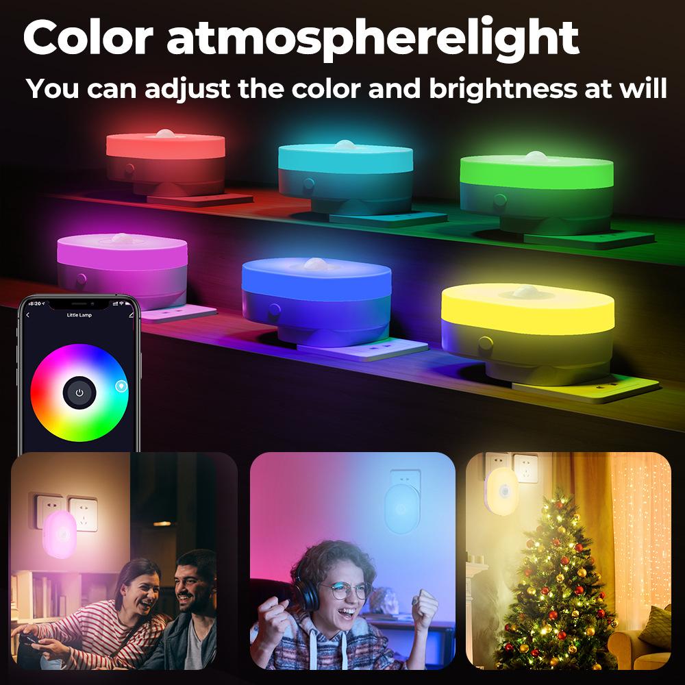 Wi-Fi Tuya Smart Led Night Light PIR Датчик движения ЕС США Великобритания Подключаемый настенный светильник Теплый белый RGB Приложение для комнаты Голос для Alexa Google Home