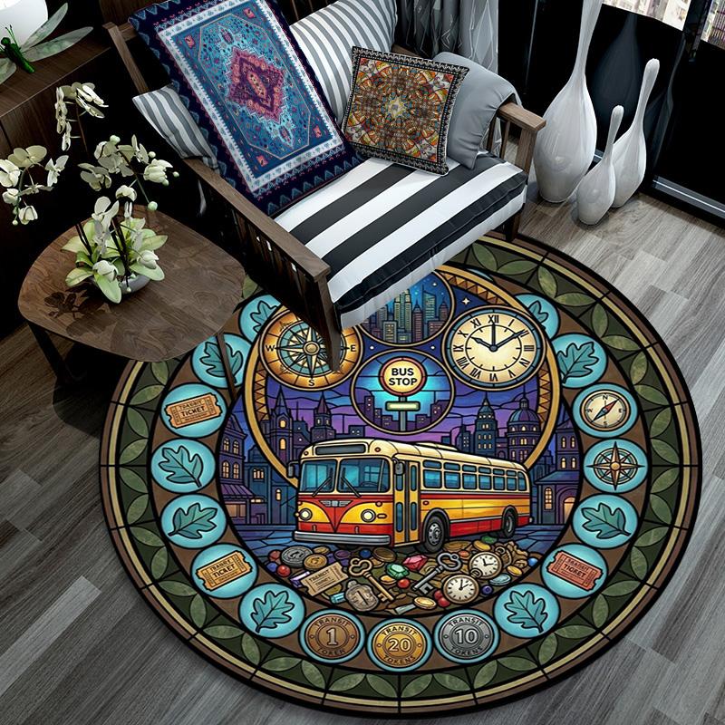 Automotive Glass Art Round Area Rug Under Office Chairs Bedroom Living Room Home Decor