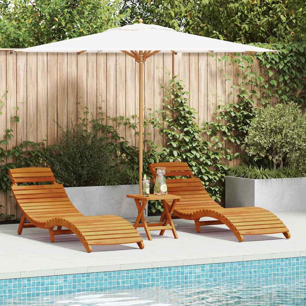 Sun Lounger 2 pcs Brown 55 x 184 x 64 cm Solid Acacia Wood
