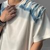 Летние Новые Стильные Повседневные Топы из Чистого Хлопка с Декоративной Строчкой Джинсовая Ткань Универсальные Свободные Рубашки с Коротким Рукавом