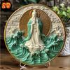 2d Flat 20*20cm, Vintage-Style God of Wealth Wooden Wall Art, Circular Wooden Decor for Home, Kitchen and Garden, Decorative Wall Poster