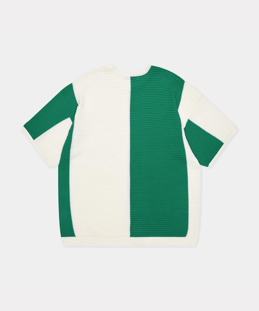 ZENSAI Combination Block Knit Green