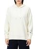 Champion Long Sleeve Stretch Warm Script Logo Hooded Size M Women's T-Shirt, Off-White, (CW-WS412)