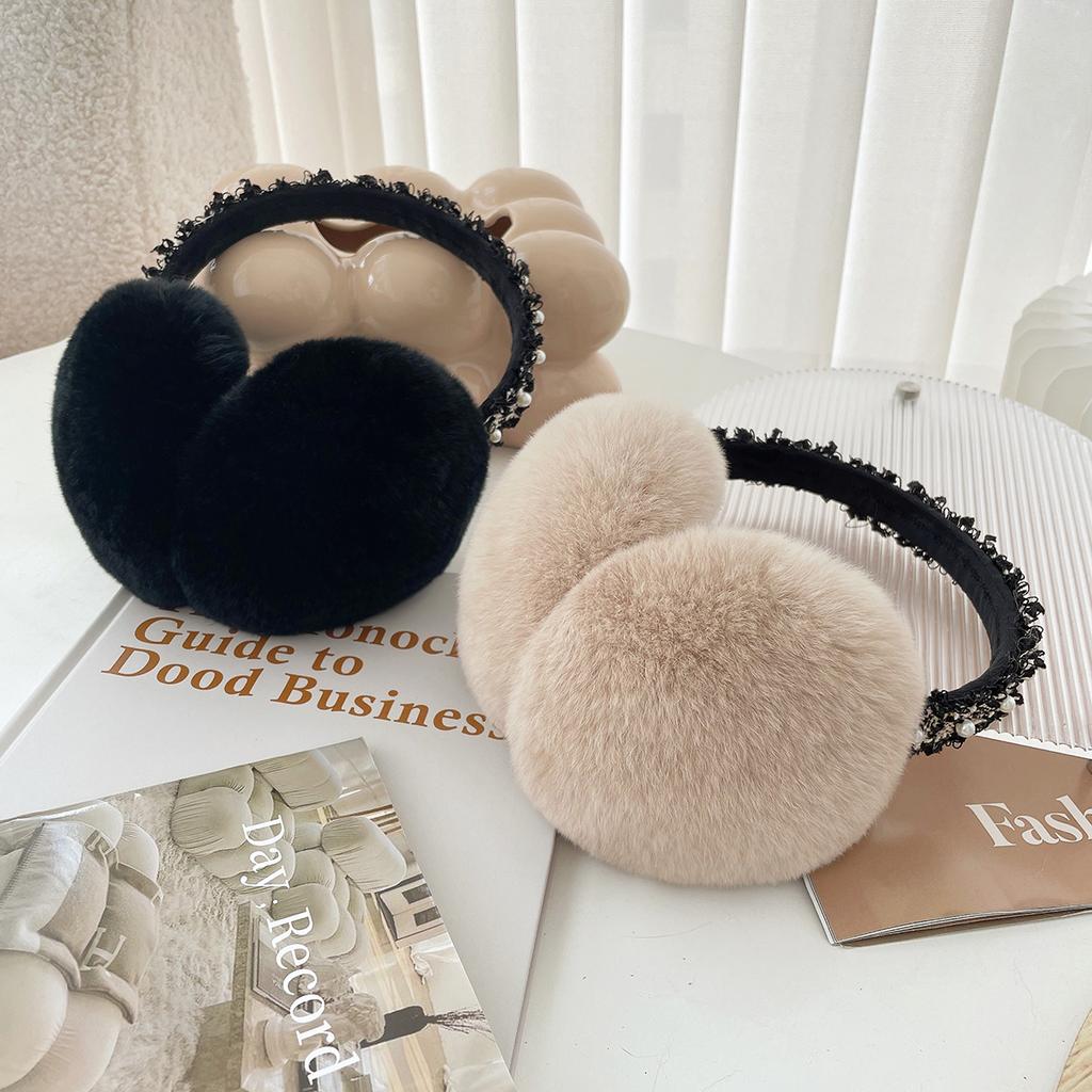 Luxury Women Winter Warm Real Rex Rabbit Fur Earmuffs Fashion Lady 100% Natural Fur Ear Muffs Thermal Girl Winter Accessories