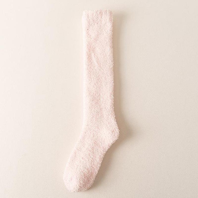 Зимние теплые длинные женские носки из кораллового флиса, толстые плюшевые домашние нескользящие носки-тапочки, повседневные простые чулки для сна