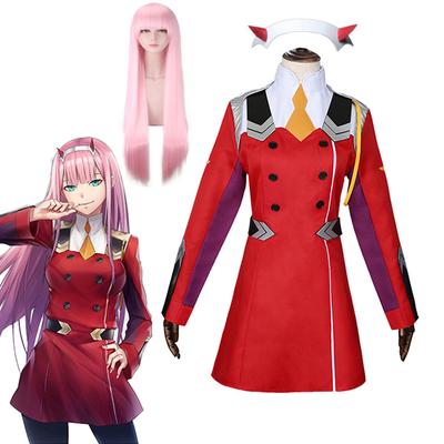 Аниме 02 платья DARLING in the FRANXX Zero Two Косплей Костюм 02 Код парика для косплея:002 Аксессуары для головных уборов Подарок на Хэллоуин