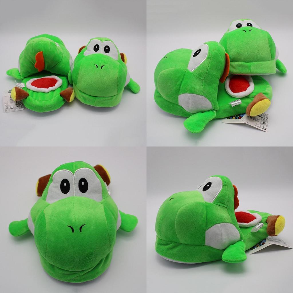 Cozy And Comfortable Nintendo Super Mario Brothers Yoshi Plush Slippers For Adults