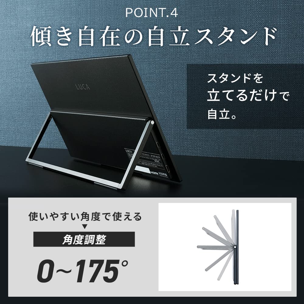 IRIS OHYAMA Mobile Monitor Inch FHD 1080p with Stand 60Hz 10ms MiniHDMI X 1 USB X 2 Speaker ADS Panel Vertical Mountable Frameless 13.3 Type-C