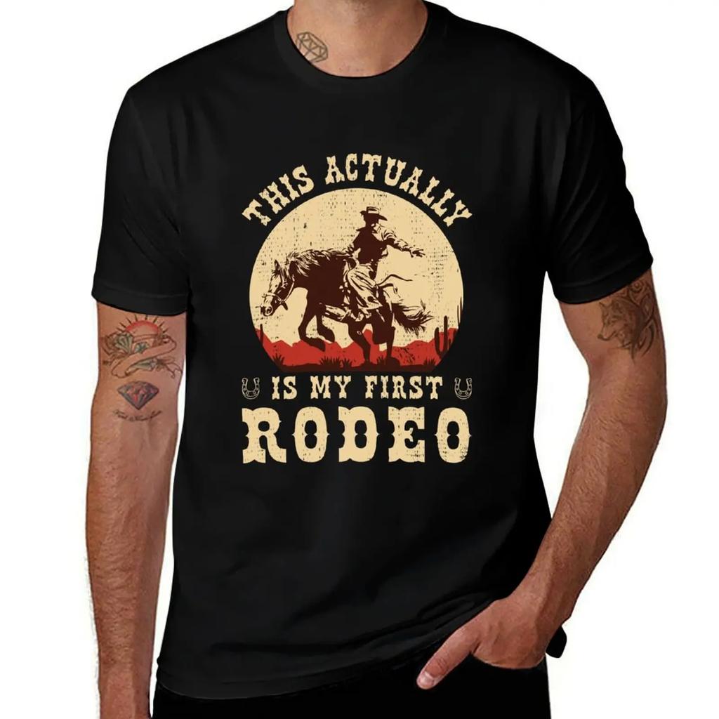 This Actually Is My First Rodeo Vintage Cowboy Cowgirl Horse T-Shirt new gifts and t-shirts T-shirts man Men's clothing