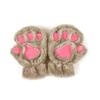Women Winter Cute Cat Claw Paw Plush Mittens Soft Plush Short Fingerless Fluffy Bear Warm Cat Gloves Costume Half Finger Gift