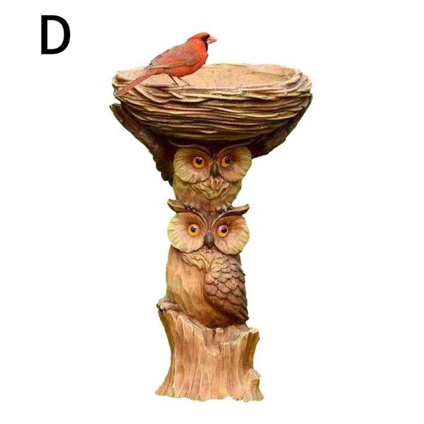 Resin Animal Raccoon Dog Rooster Owl Bird Bath Courtyard Balcony Resin Animal Statue Resin Antique Garden Bird Bath