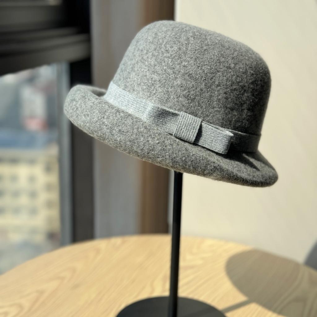 Французская высококачественная шляпа-мама из кудрявой шерсти для женщин, ретро-бант, шляпа рыбака, осенне-зимняя шляпа в богатом стиле