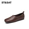 St&Sat/Saturday Retro Versatile Single Shoes Spring Flat Heel Casual Style Square Head Comfortable Deep Mouth Women's Shoes