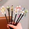 Exquisite Flower Tassel Wooden Hairpin Retro Chinese Style Handmade Floral Hair Stick Vintage Girls Women Hanfu Hair Accessories