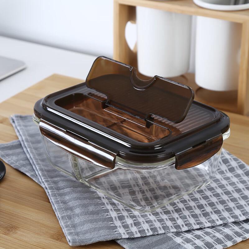 LOCK&LOCK Прямоугольный стеклянный ланч-бокс с отделениями и столовыми приборами