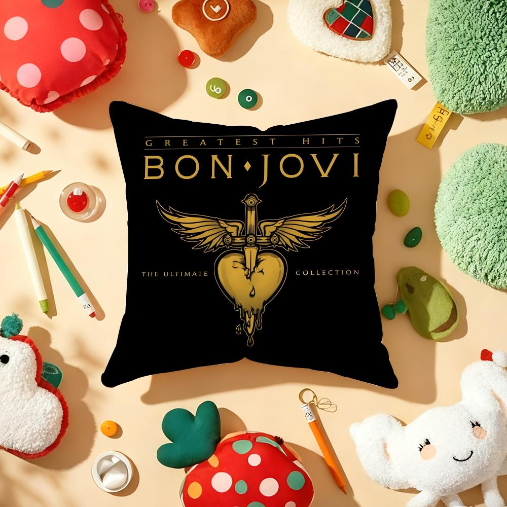 BBon JJovi Rock Cushion Cover Plush Fabric Soft DoubleSided Printed Sofa Warm Winter Home Gift Pillow Cover