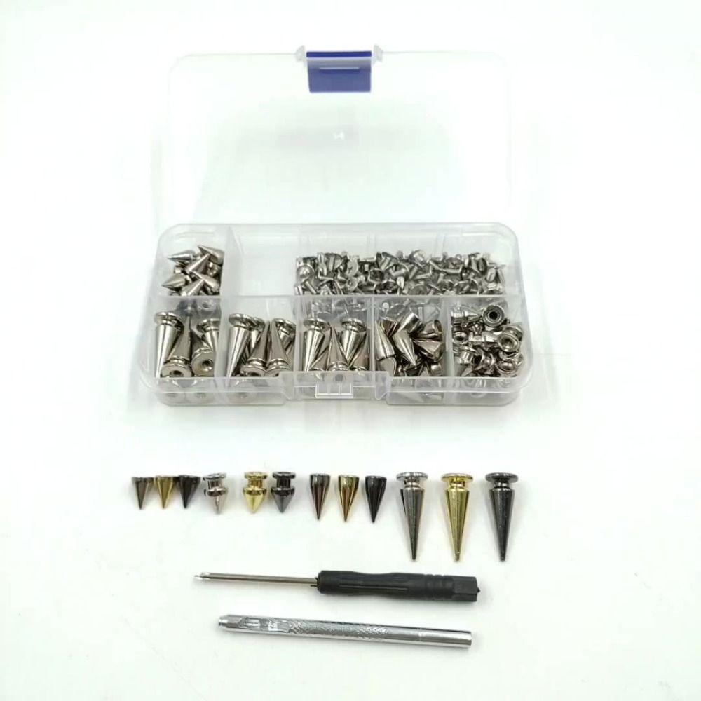 80 Sets Gold Silver Black Clothes Spikes Kit DIY Decoration Back Studs & Spike Leather Craft