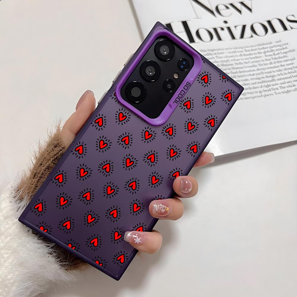 INS Модный чехол-сердечко для Samsung Galaxy S25 Edge S24 S23 S22 S21 S20 Ultra Funda Силиконовый серебряный чехол