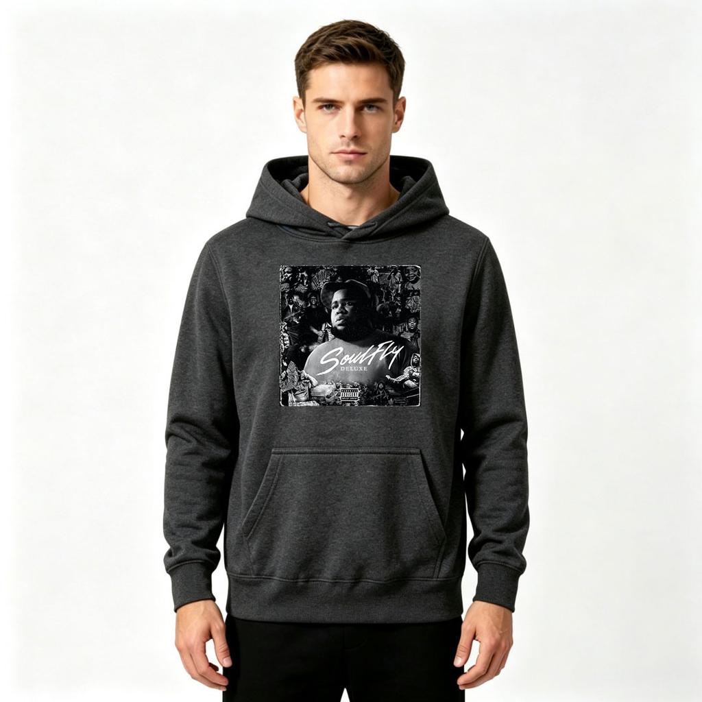 Men Soul Fly Deluxe Print Pullover Hoodie Casual Long Sleeve Sweatshirt For Daily Wear