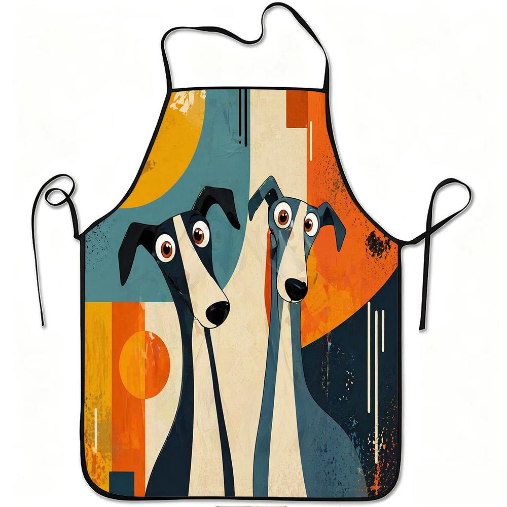 1pc Abstract Funny Dog Print Apron, Durable And Easy to Clean, Adjustable Waistband, Polyester Material, for Kitchen Cooking, Gardening, Orchard Picki