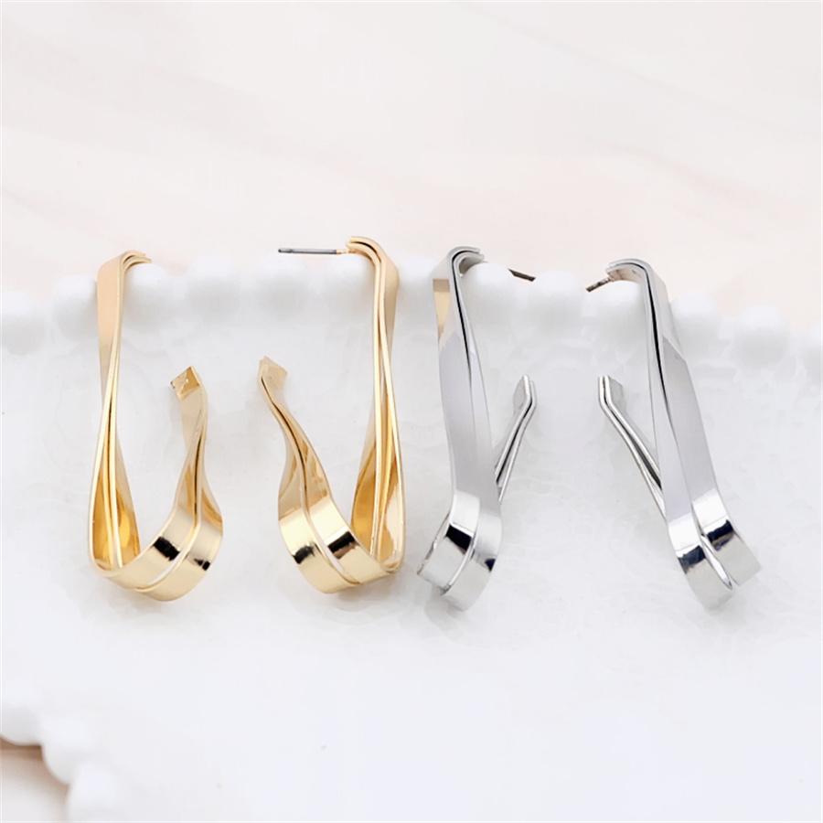 Irregular Distortion Double Layers Drop Earrings Wire Spiral Geometric Metal Exaggerated Wedding Party Jewelry