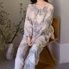 Fat mm large size cotton silk pajamas women's spring and autumn new new Chinese style loose loungewear summer cotton and silk suit
