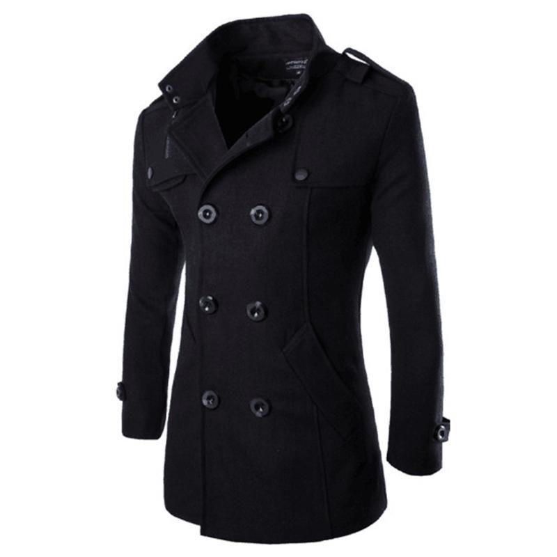 Мужское осенне-зимнее двухрядное шерстяное пальто с воротником на пуговицах, свитер, топы, блузка, Тренч средней длины