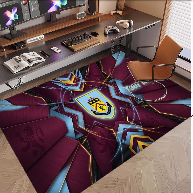Personalized Crystal Velvet Carpet Burnley Football Pattern Non Slip Floor Rug