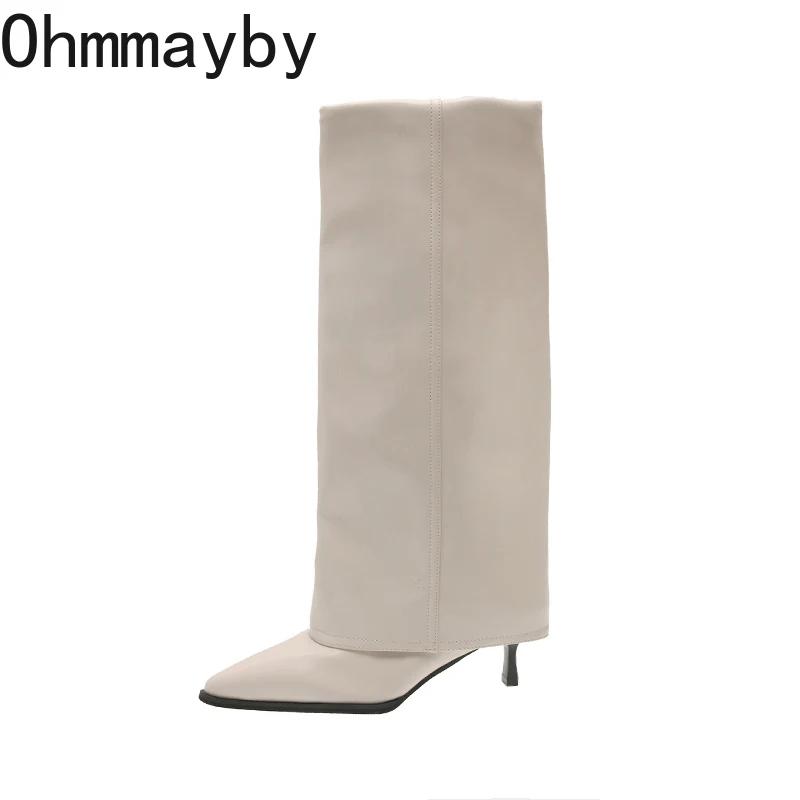 Уличный стиль, женские сапоги до колена, модные, с острым носком, длинные, на тонком каблуке, осенне-зимняя обувь