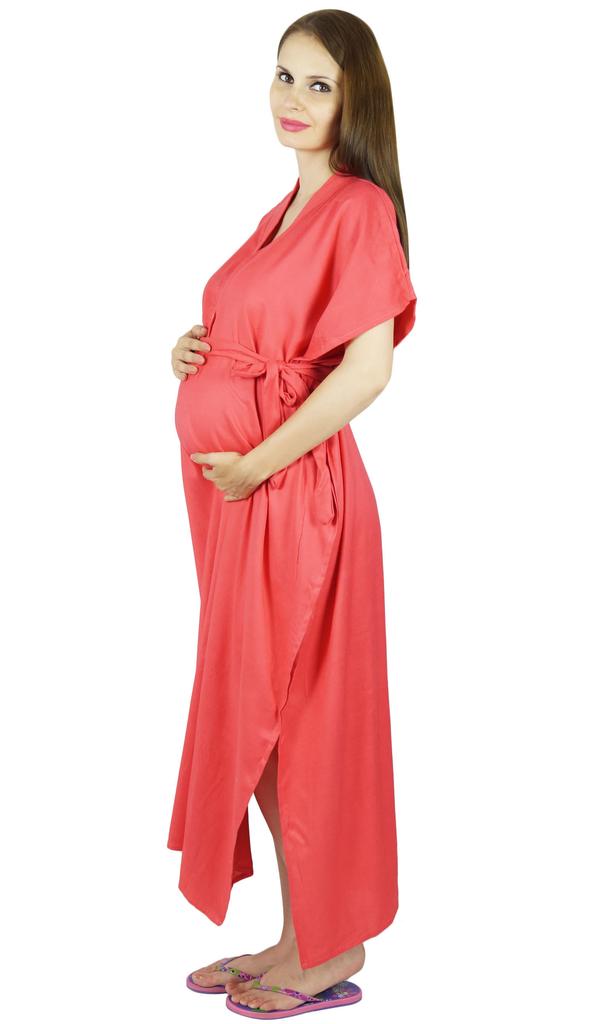 Bimba Ночная рубашка для кормящих мам с поясом-кафтаном | Пуговицы спереди | Детский душ