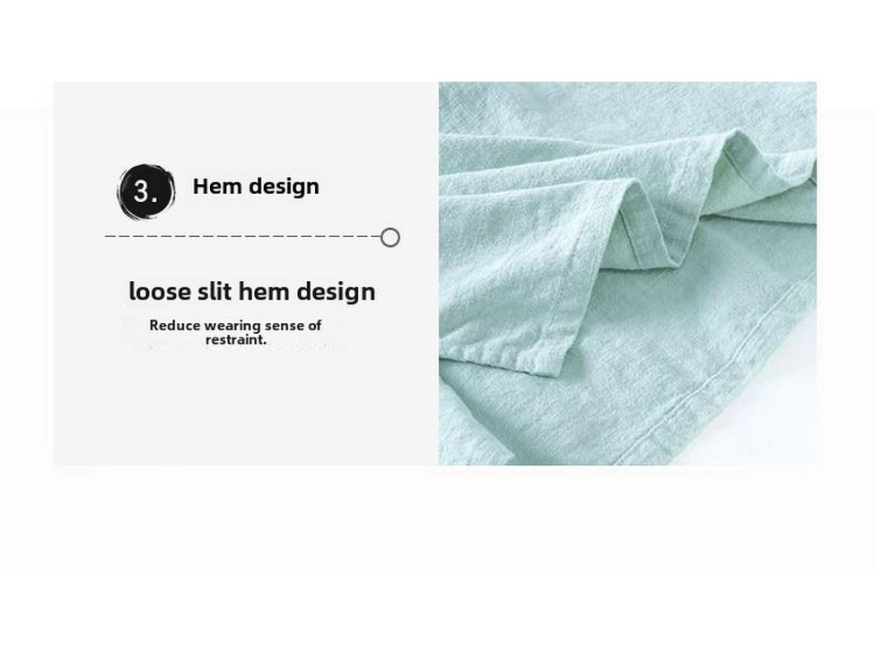 Женская рубашка с длинными рукавами из хлопка и льна в стиле ретро — облегающий крой, воротник-стойка, застежка на пуговицы, на весну, лето и осень