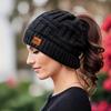 Women's Beanie Hat with Adjustable Toggle Closure - Winter Warm Windproof Elastic, Slouchy Fit for Ponytails & Buns