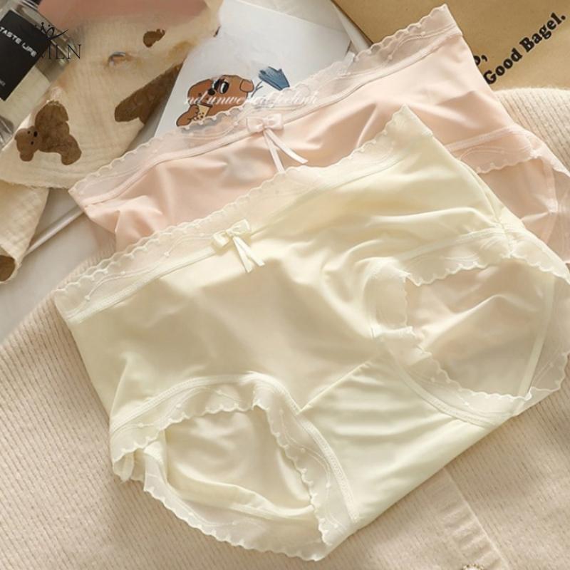 Summer Ice Silk Underwear Panties for Women Mid-waist Bowknot Breathable Ultra-thin Sexy Briefs Underpants Knickers