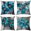 Blue Flower Brush - Stroke Art PillowcasesBedroom Living Room Sofa Home Decor Polyester Cushion Cover with Zipper