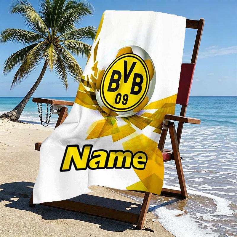 Custom Name Personalized Borussia Dortmund Print Beach Towel, for Trip Camping Beach Party Home Decor, Birthday Gift for Family & Friends