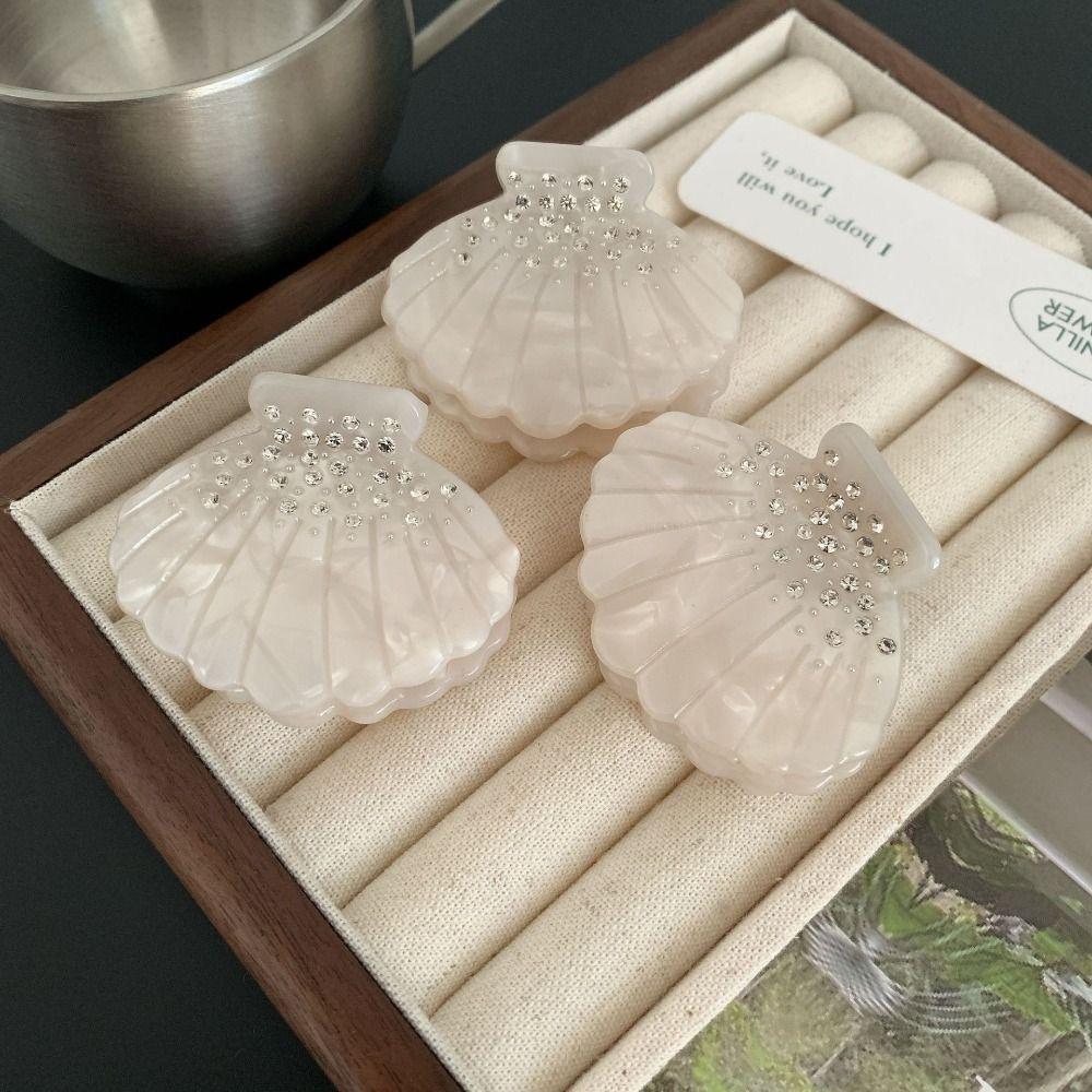 Rhonestone Shell Crab Clip Korean Style Shell Shape Claw Clip Sweet Shell Hair Claw Lady