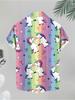 Men's Casual Unicorn Printed Short - Sleeve Shirt, Polyester Material, Multiple Specifications Available, Fashionable Design, Suitable for Daily Wear