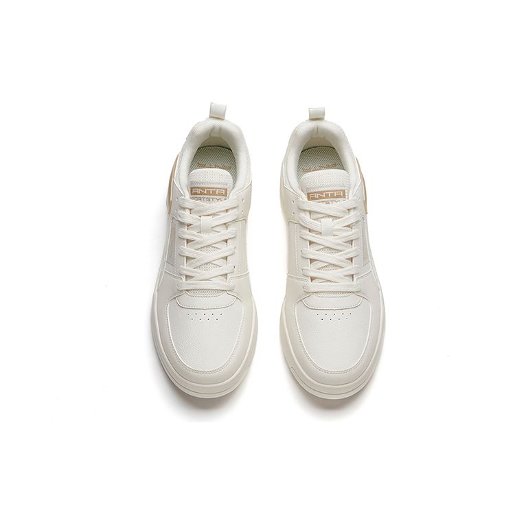 Anta Серия Lifestyle Нескользящие Износостойкие Низкие Кеды для Скейтборда Мужские Кроссовки Белый Коричневый 912138005-3