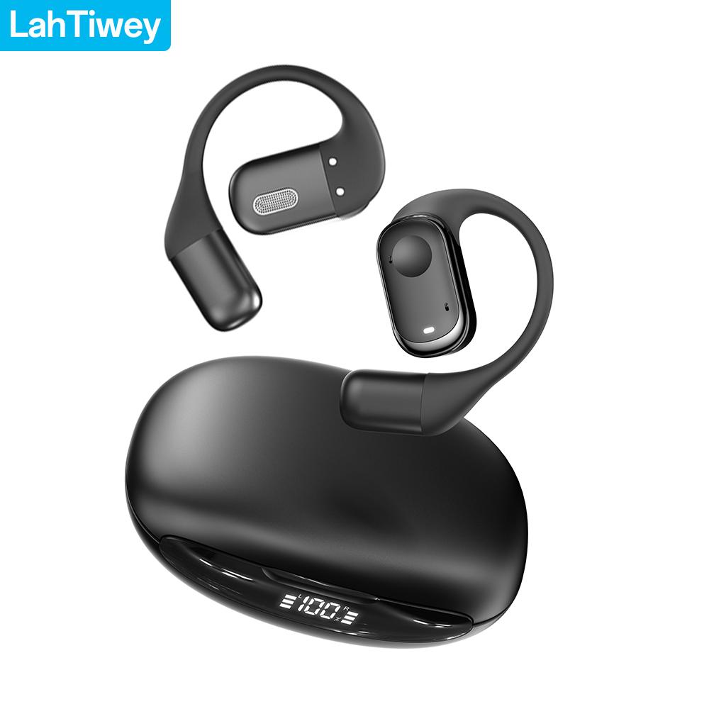 Open Ear Earbuds Wireless Headphones 40HRS Playtime Fast Charging Digital Display Open Ear Headphones with Ergonomic Earhook