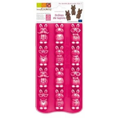 Форма для шоколада - SCRAPCOOKING - Кролики - Силикон - 21 см x 10.5 см - Подходит для морозильной камеры